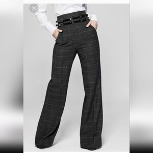 Marciano Wool Gray Plaid Wide-Leg Pants